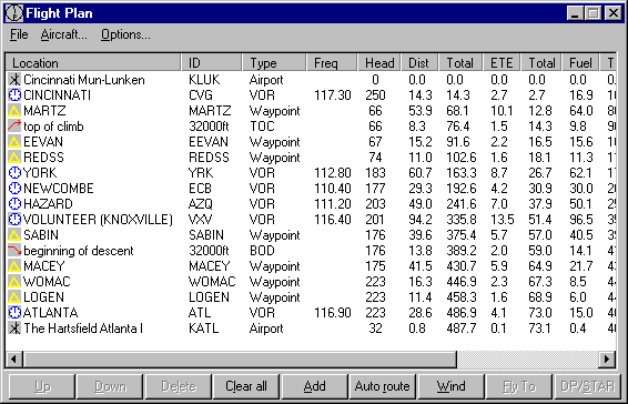 Flight plan generated by Nav